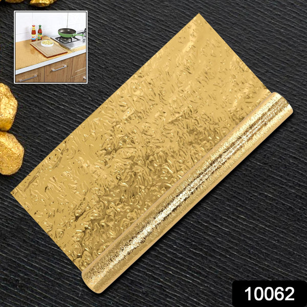 Oil Proof Sticker, Waterproof Self Adhesive Aluminum Foil Wallpaper (60 cm×200 Cm / Golden / 1 Pc)